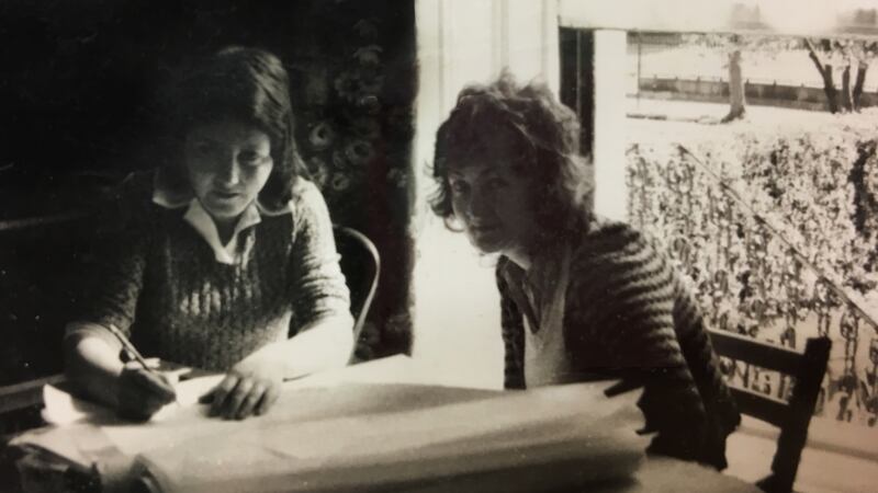 Shelley McNamara and Yvonne Farrell as students in UCD, 1974