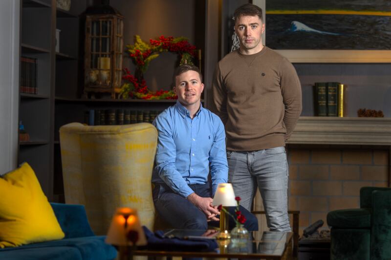 Sarsfields hurlers Daniel Kearney and captain Conor O'Sullivan. They have been hurling together for 25 years and now face an All-Ireland club semi-final date with Slaughtneil. Photograph: Michael Mac Sweeney/Provision