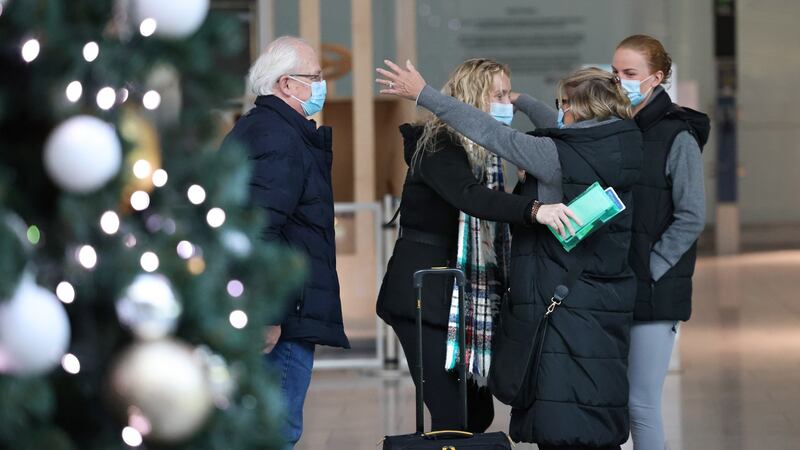 Stephanie Hastings says goodbye to parents John and Eilish Hastings and sister Allie before departing for Vancouver.