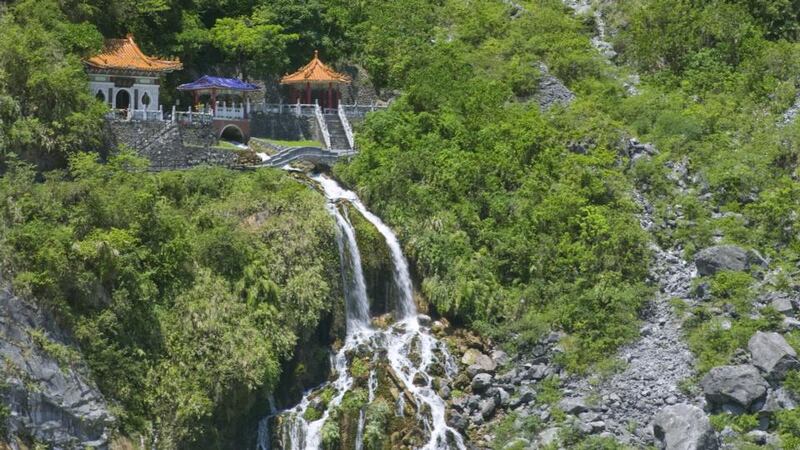 Taroko gorge, a deep ravine created by the Li Wu river carving through marble and gneiss. Photograph: Getty Images