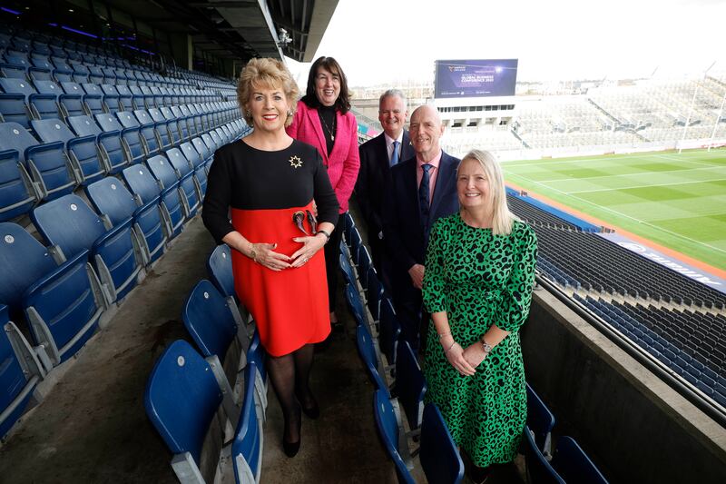 Left to right: Irish ambassador to the US, Geraldine Byrne Nason, US ambassador to Ireland, Claire D. Cronin, AmCham chief executive, Mark Redmond, AmCham 2023 president, Seamus Fives, AmCham 2023 vice president, Elaine Moylan