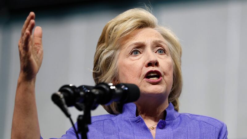 Democratic presidential candidate Hillary Clinton speaks at a campaign event at Riverfront Sports in Scranton, Philadelphia. Photograph: AP Photo/Carolyn Kaster