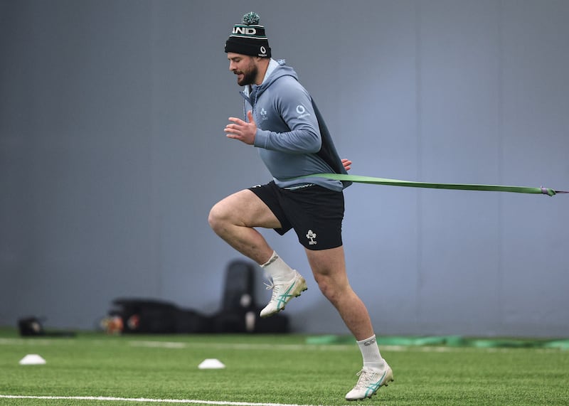 Robbie Henshaw during Ireland squad training at the IRFU High Performance Centre, Dublin. Photograph: Ben Brady/Inpho