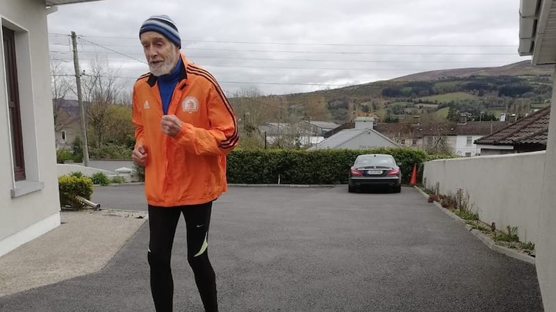 Pierce Purcell (80) ran 65 laps at his next-door neighbour’s carpark in Clonmel, Co Tipperary, which equates to 10km.