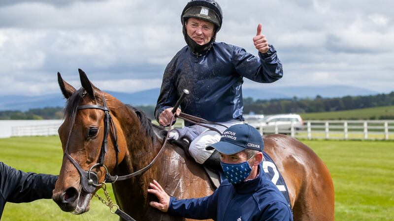 Seamie Heffernan celebrates his 1,000 Guineas win on Empress Josephine. Photograph: Morgan Treacy/Inpho