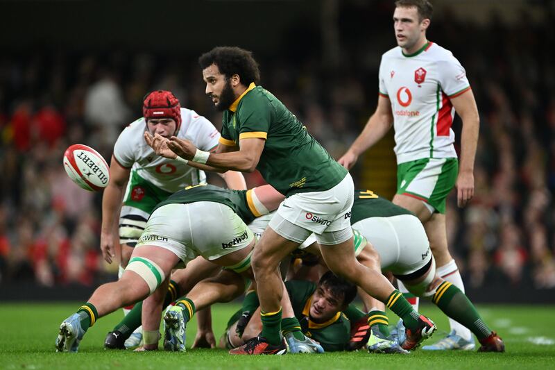 Springboks' Jaden Hendrikse during the Autumn Nations Series match between Wales and South Africa at Principality Stadium on November 23rd, 2024. Photograph: Dan Mullan/Getty Images