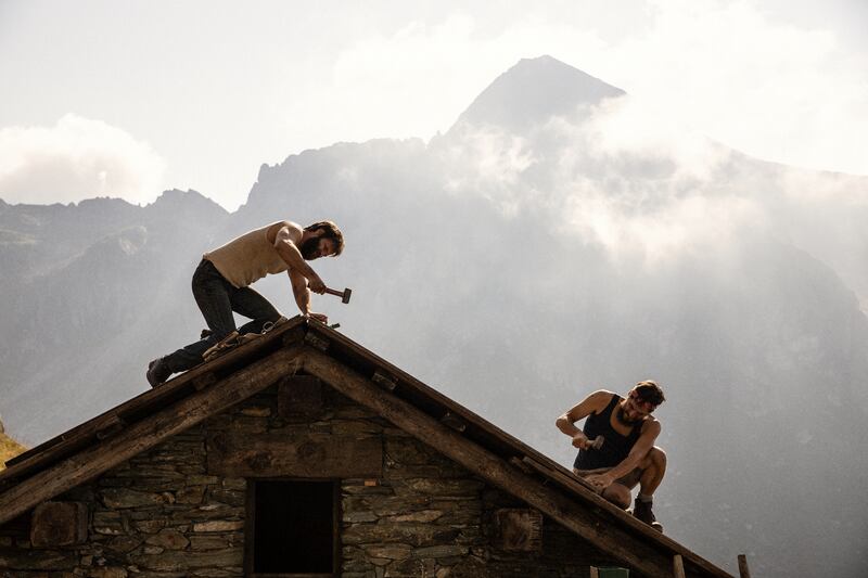 Luca Marinelli and Alessandro Borghi in The Eight Mountains. Photograph: © Alberto Novelli for Wildside