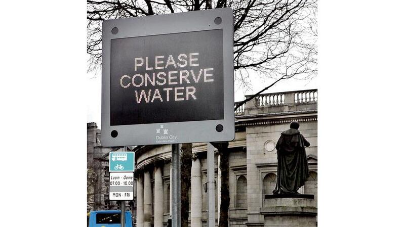 Road signs urge people to conserve water in Dublin city centre. Photographs: David Sleator and Matt Kavanagh