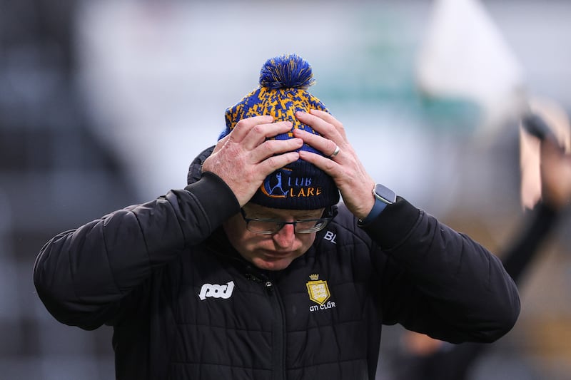 Clare manager Brian Lohan has to ponder the possibility of the All-Ireland champions being relegated. Photograph: Ben Brady/Inpho