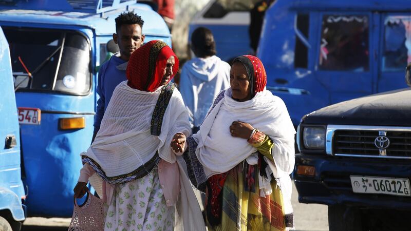 Residents of Mekelle city  in northern Ethiopia on March 16th,  after the city was captured by Ethiopian forces from the Tigray People’s Liberation Front. Photograph:  Minasse Wondimu Hailu/Anadolu Agency via Getty Images