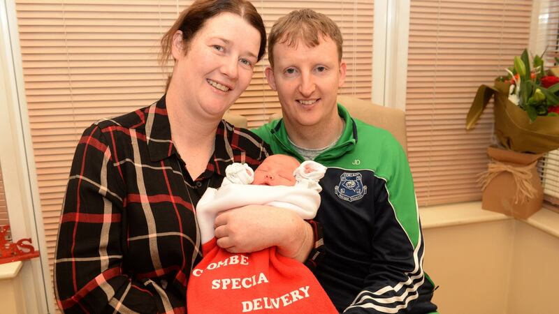 Denise and Joe Dolan from Sallins, Co Kildare with their baby girl. Photograph: Dara Mac Donaill / The Irish Times