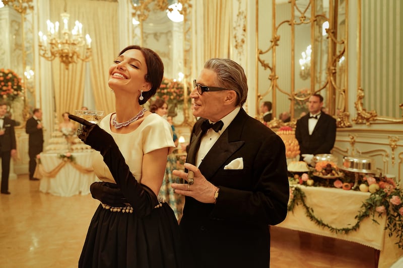 Maria: Angelina Jolie as Maria Callas and Haluk Bilginer as Aristotle Onassis. Photograph: Pablo Larraín/Netflix