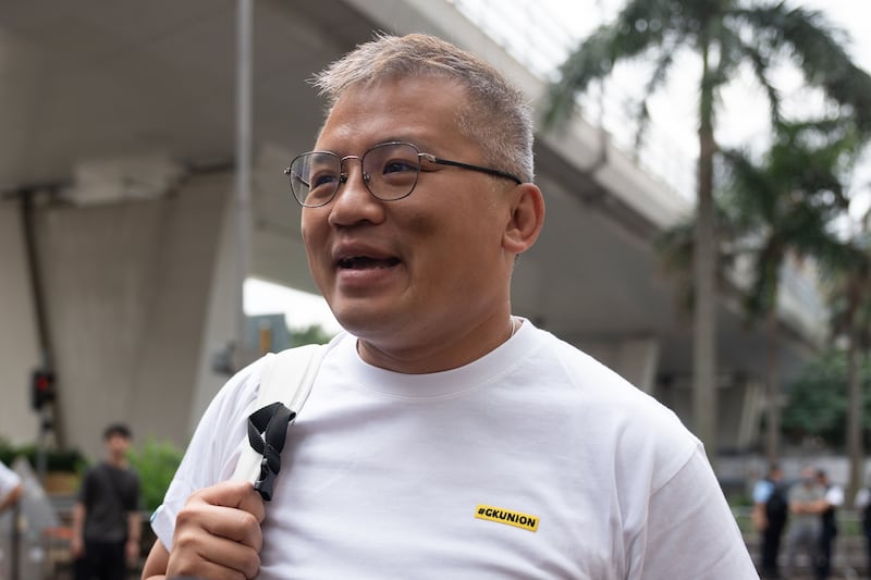 Ronson Chan talks to reporters at the West Kowloon magistrates' court before an appearance there on May 16th last. Photograph: Bertha Wang/EPA