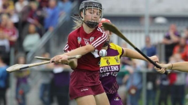 Kate Moran playing for Galway in the 2017 All-Ireland under-16A Camogie Championship final. Photograph: Lorraine O’Sullivan/Inpho