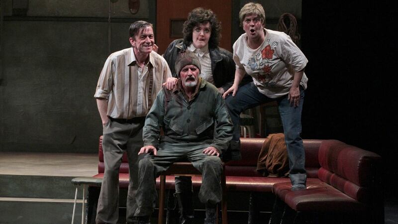 Tony Flynn, Aoibhéann McCann, Frankie McCafferty, Jo Donnelly in The Playboy of the Western World. Photograph: Mark Stedman