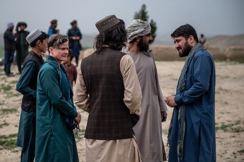 Jordan Bryon and Farzad Fetrat while embedded with the Uzbek Taliban unit in northwest Afghanistan. Photograph: Neil Brandvold