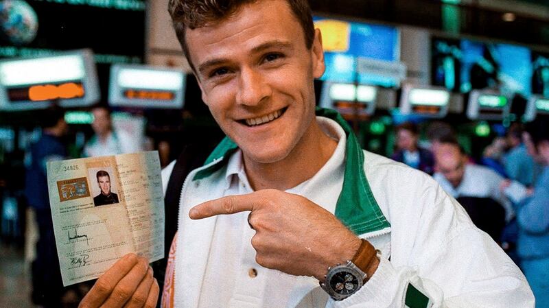 July 1996; Shane Healy with his “Olympics passport” at Dublin Airport prior to his departure to Atlanta for the Olympic Games. Photo by Ray McManus/Sportsfile