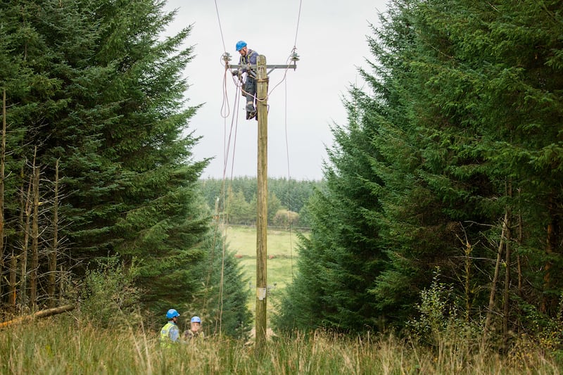 An ESB crew replacing fallen lines. Photograph: James Connolly