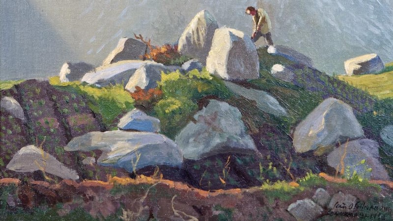 Detail from Sunlight and Shadows, Study In Connemara, Farmer At Work by Sean O’Sullivan (¤2,500-¤3,500) at Adam’s