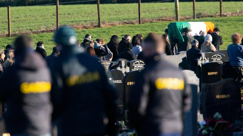 Funeral of Michael McKevitt attended by mourners and gardaí. Photograph: Colin Keegan/Collins Dublin