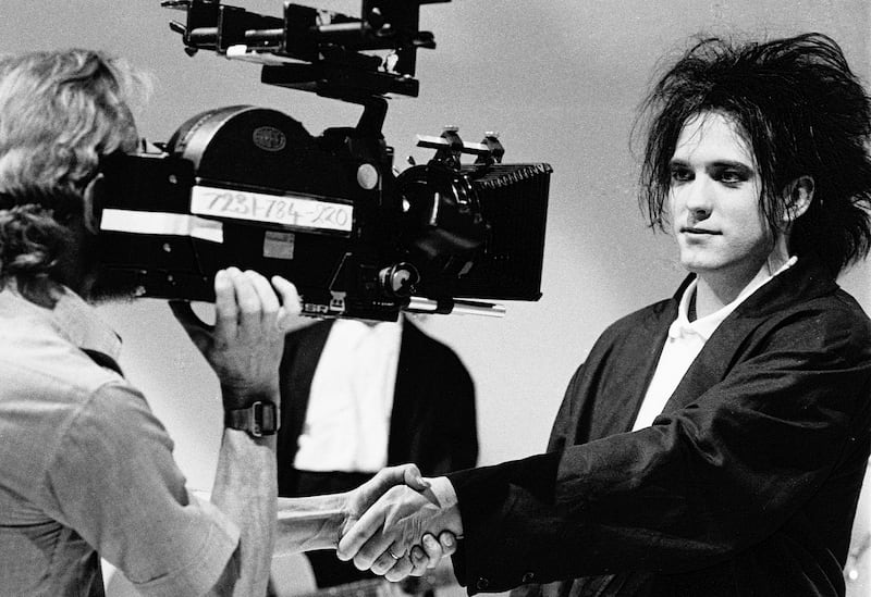 The Cure's Robert Smith films the video for In Between Days at Angel Studios, London, in 1985. Photograph: Steve Rapport/Getty Images