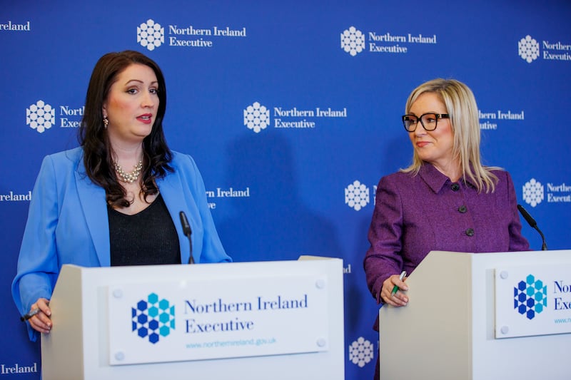 First Minister Deputy First Minister Emma Little-Pengelly and First Minister Michelle O'Neill are among the delegation to the US. Photograph: Liam McBurney/PA