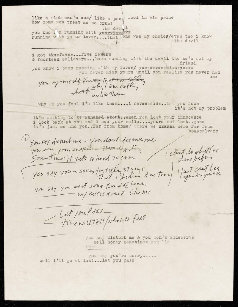 Bob Dylan’s Blonde on Blonde manuscript. Photograph: Sotheby’s/PA Wire