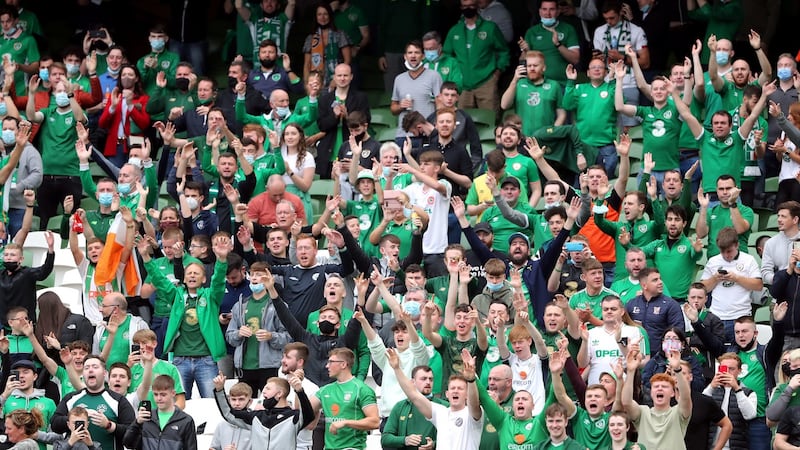 Ireland supporters were able to watch their team play for the first time since before the pandemic. Photograph: Niall Carson/PA