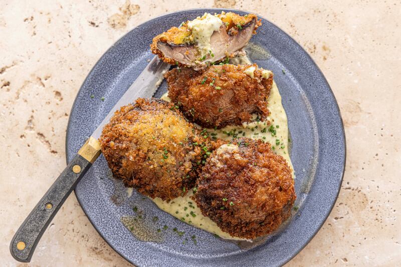 Portobello mushroom Kievs with tarragon aioli. Photograph: Harry Weir Photography