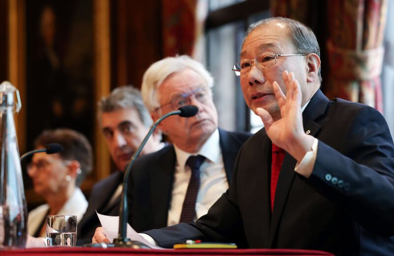 British physician Neena Modi, human rights barrister Mark McDonald, Conservative MP David Davis and Prof Dr Shoo Lee at a press conference to unveil new evidence on the Lucy Letby case on February 4th. Photograph: EPA-EFE