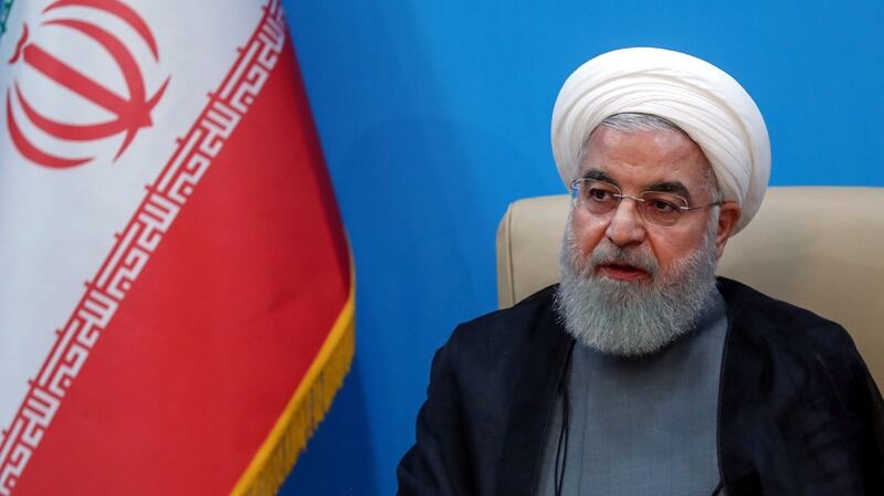 Iran’s President Hassan Rouhani during a meeting with health ministry officials in Tehran, Iran, on Tuesday. Photograph: Iran government handout/EPA