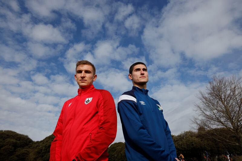 Viktor Serdeniuk and Vasyl Tropanets: Vasyl’s arrival in Ireland has cemented his friendship with his old team-mate, but for both, Irish football has not been without its challenges. Photograph: Alan Betson