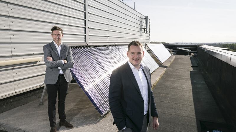 Chief executive of Lidl Ireland and Northern Ireland JP Scally and, background, Owen Keogh, head of corporate social responsibility. Photograph: Fennell Photography