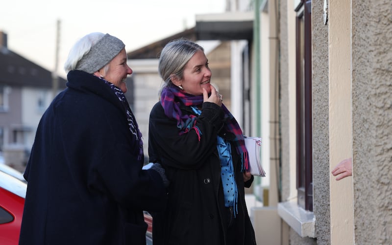  Hazel De Nortúin (right) canvassing in Ballyfermot with Bríd Smith TD. Photo: Bryan O’Brien



