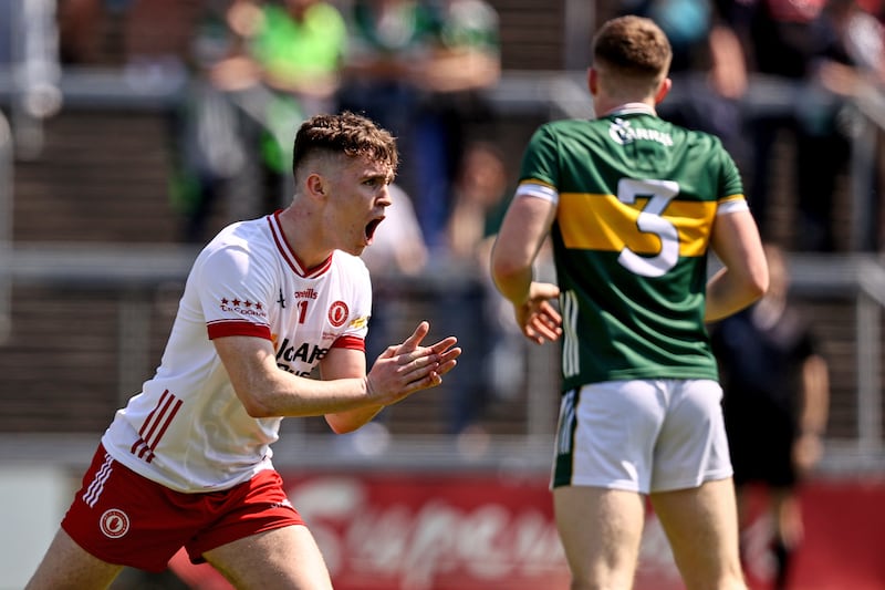 Tyrone's Eoin McElholm. Photograph: Ben Brady/Inpho