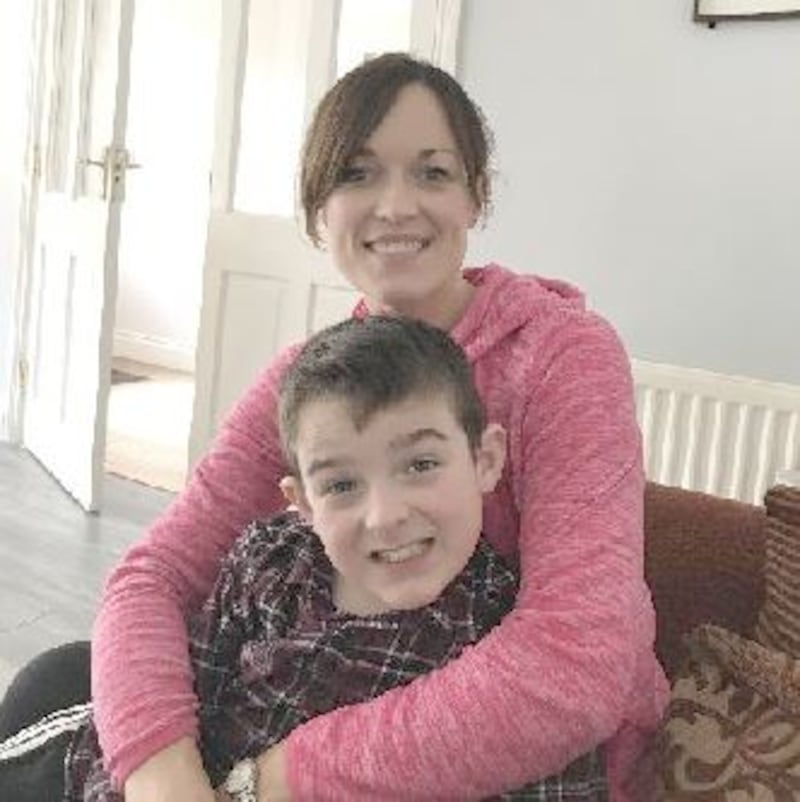 Trish Johnson with her son Niall: ’School is an actual lifeline for parents and children’