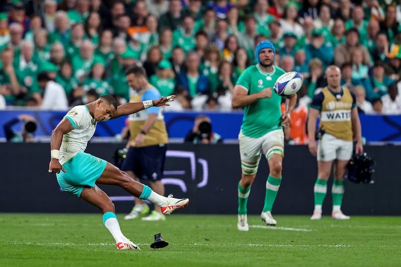 Manie Libbok's kicking woes were costly for South Africa against Ireland, but his positive game-changing abilities still represent a valuable quality for the Springboks. Photograph: Dan Sheridan/Inpho