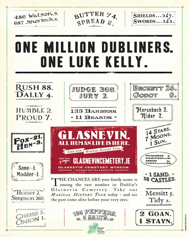 One version of the ‘One Million Dubliners’ posters for Glasnevin Cemetery