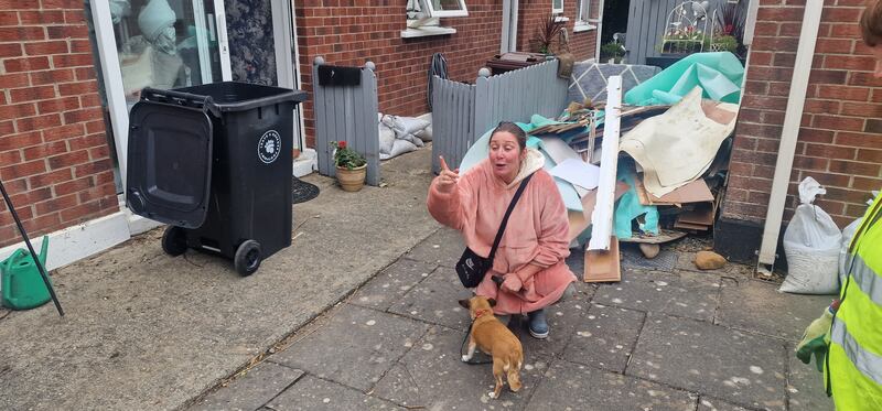 Elaine Robinson at her house after flood in The Village. Photograph: courtesy Cllr Paddy Meade