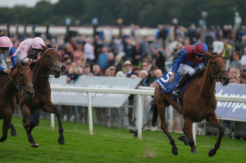 Ryan Moore riding Content to win The Pertemps Network Yorkshire Oaks at York. Photograph: Alan Crowhurst/Getty Images