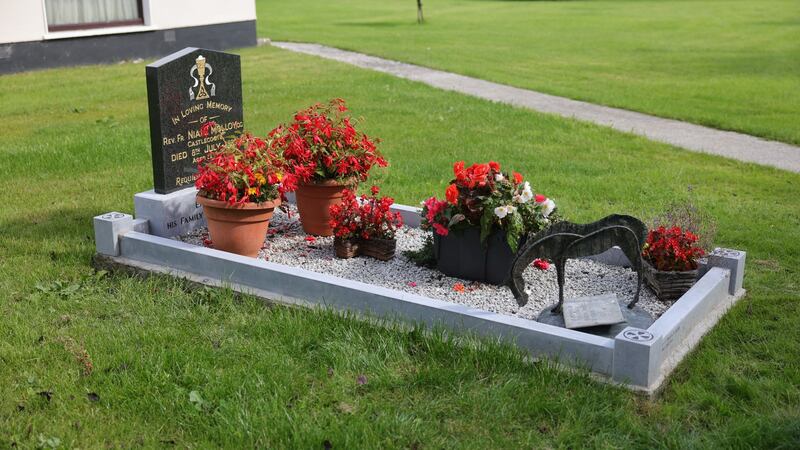 The grave of Fr Niall Molloy at the Church of the Assumption, Castlecoote, Co Roscommon. Photograph: Dara Mac Dónaill