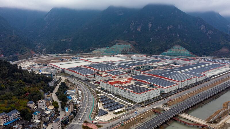 The nearly completed CATL Cheliwan Production Base in Ningde, China. In 2022, CATL made 34 per cent of all the world’s electric car batteries. Photograph: Qilai Shen/The New York Times