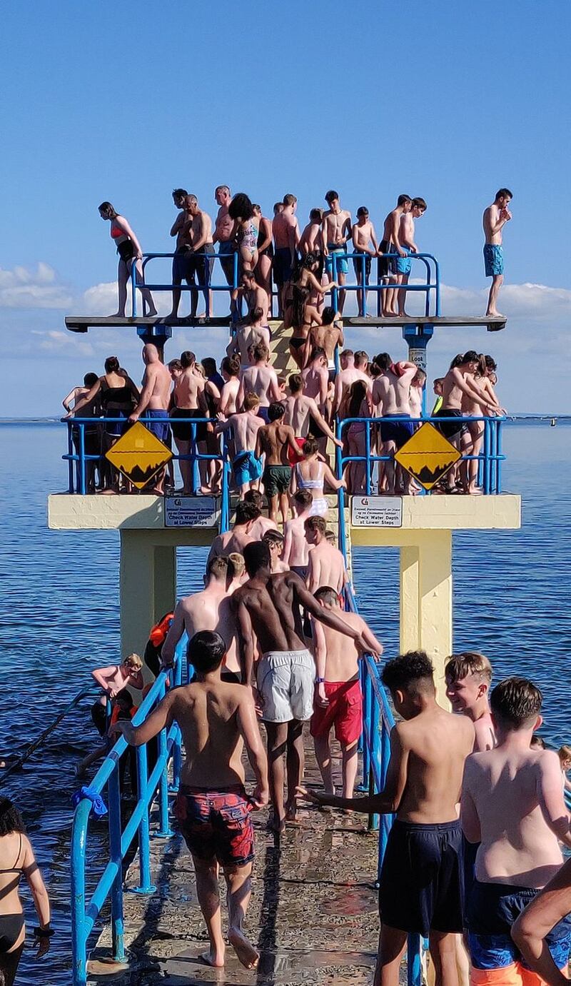 Summer Pix 2019: Taking a dive at Salthill, Galway. Photograph: Dylan Roche