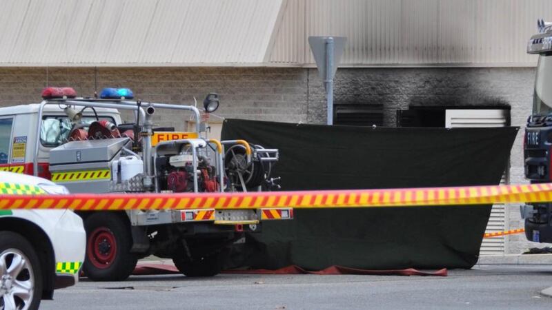 Firefighters at the scene of the  explosion at the Galleria Shopping Centre. Photograph: EPA