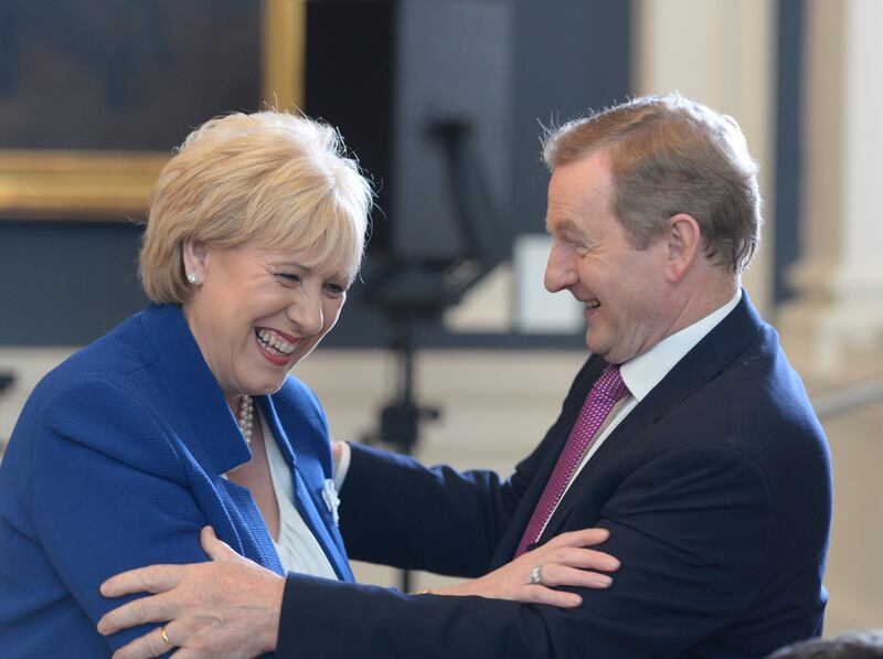 Humphreys with Enda Kenny in the National Gallery of Ireland in 2017. Photograph: Dara Mac Dónaill/The Irish Times