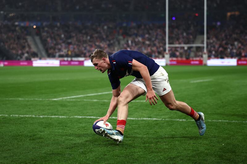 Émilien Gailleton scores a try for France against Japan in November. Photograph: Anne-Christine Poujoulat/AFP via Getty Images