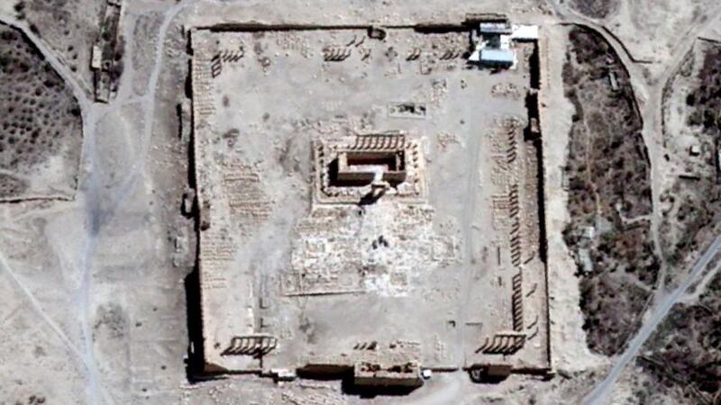 The site of the  Temple of Bel   in Palmyra, Syria, before its  destruction. Photograph: REUTERS/Airbus DS, UNITAR-UNOSAT