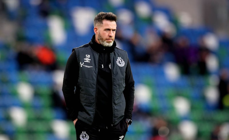 Stephen Bradley: his Shamrock Rovers side remain poised to pounce for another title should Derry City and Shelbourne drop points over the final two games. Photograph: Ryan Byrne/Inpho 