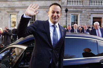 Newly elected Taoiseach Leo Varadkar leaves Leinster House in Dublin to travel to Aras an Uachtarain. Photograph: Brian Lawless/PA