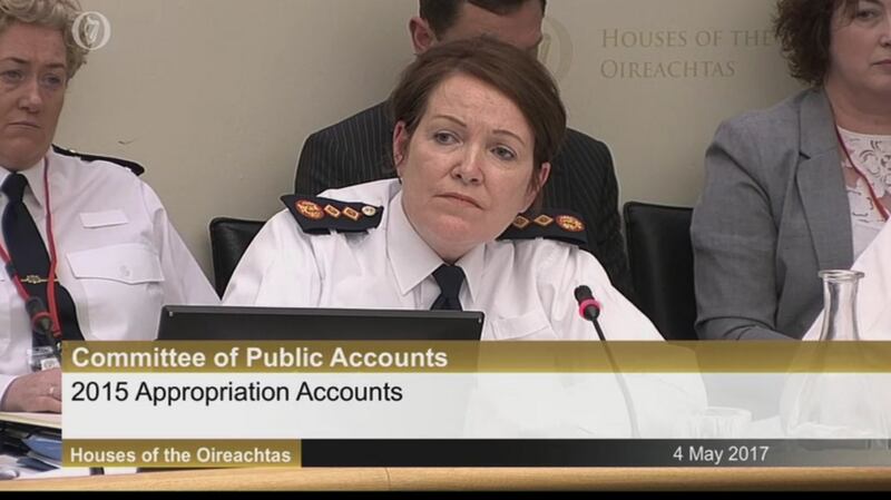 Garda Commissioner Nóirín O’Sullivan giving evidence to the Public Accounts Committee on Thursday. Screengrab: Oireachtas TV